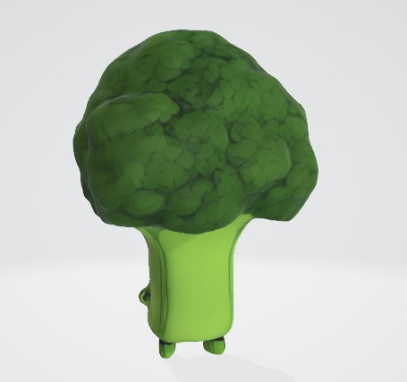 Sad Cartoon Broccoli 3D Asset 3D model_1