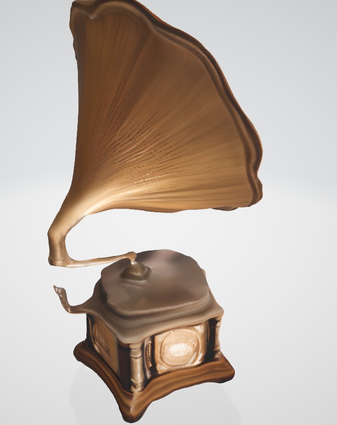 Damaged Vintage Gramophone 3D Model 3D model_3