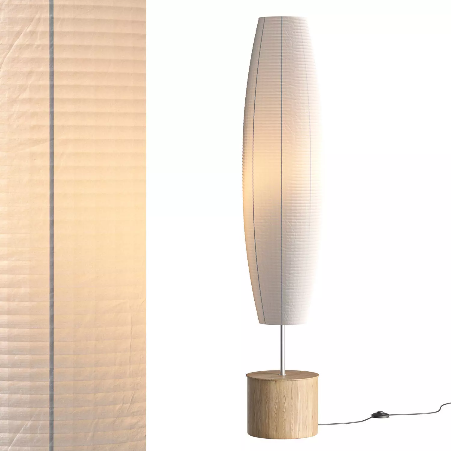 ACCORDION SPRING WOOD PAPER FLOOR LAMP BODY COLOR CREAM 3D model