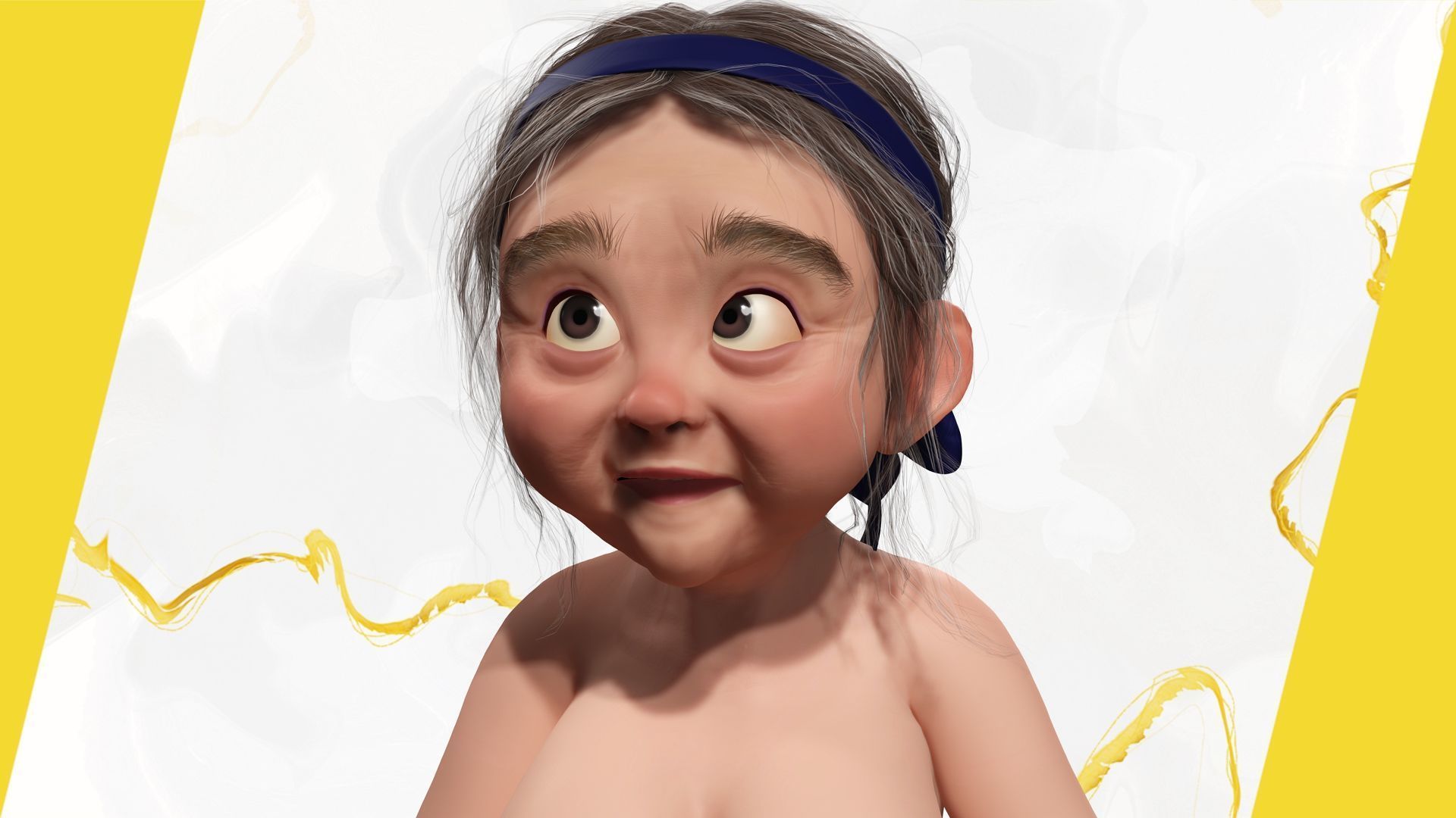 funny cartoon  old women in bikini Low-poly 3D model_16