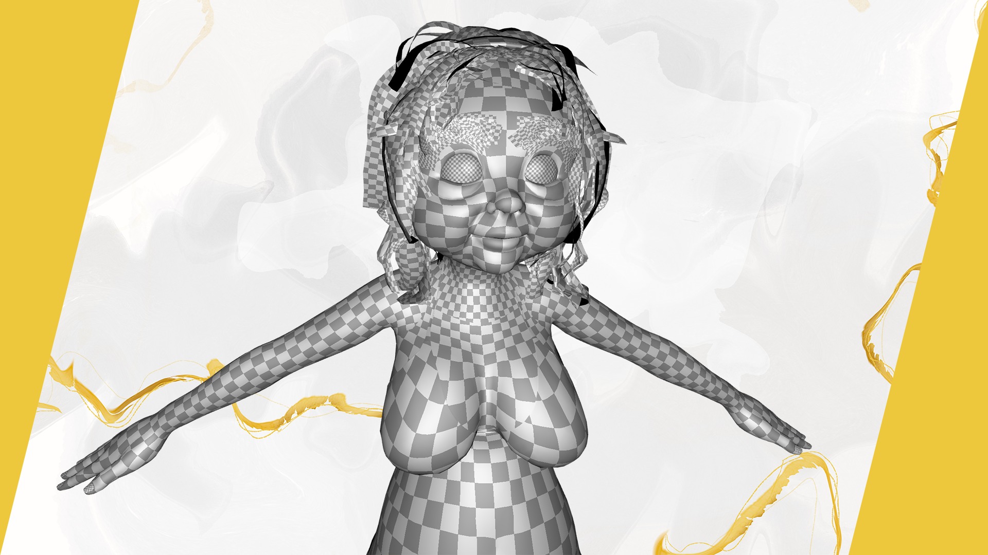 funny cartoon  old women in bikini Low-poly 3D model_29