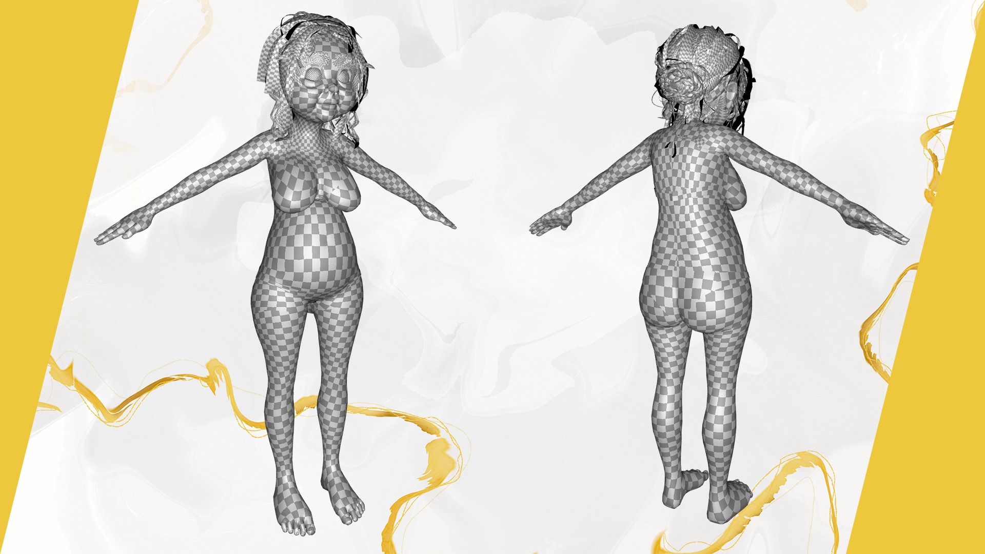 funny cartoon  old women in bikini Low-poly 3D model_28