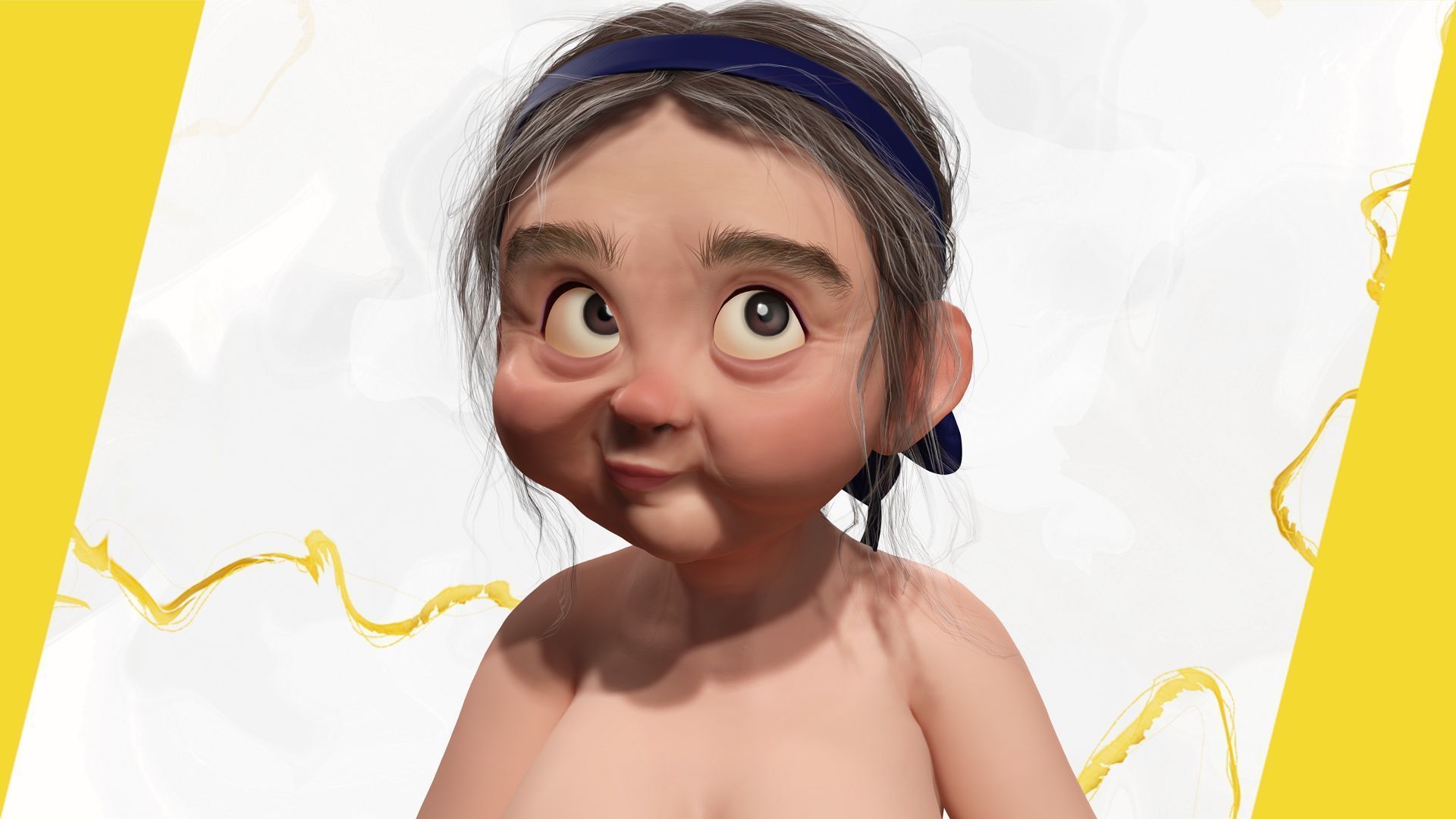 funny cartoon  old women in bikini Low-poly 3D model_9