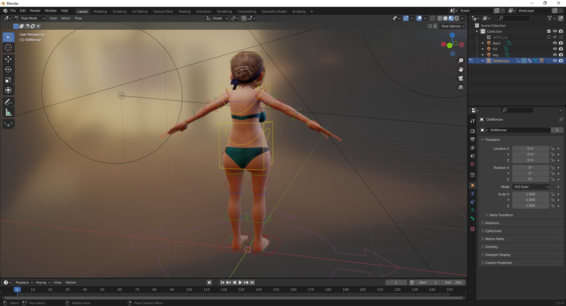 funny cartoon  old women in bikini Low-poly 3D model_20