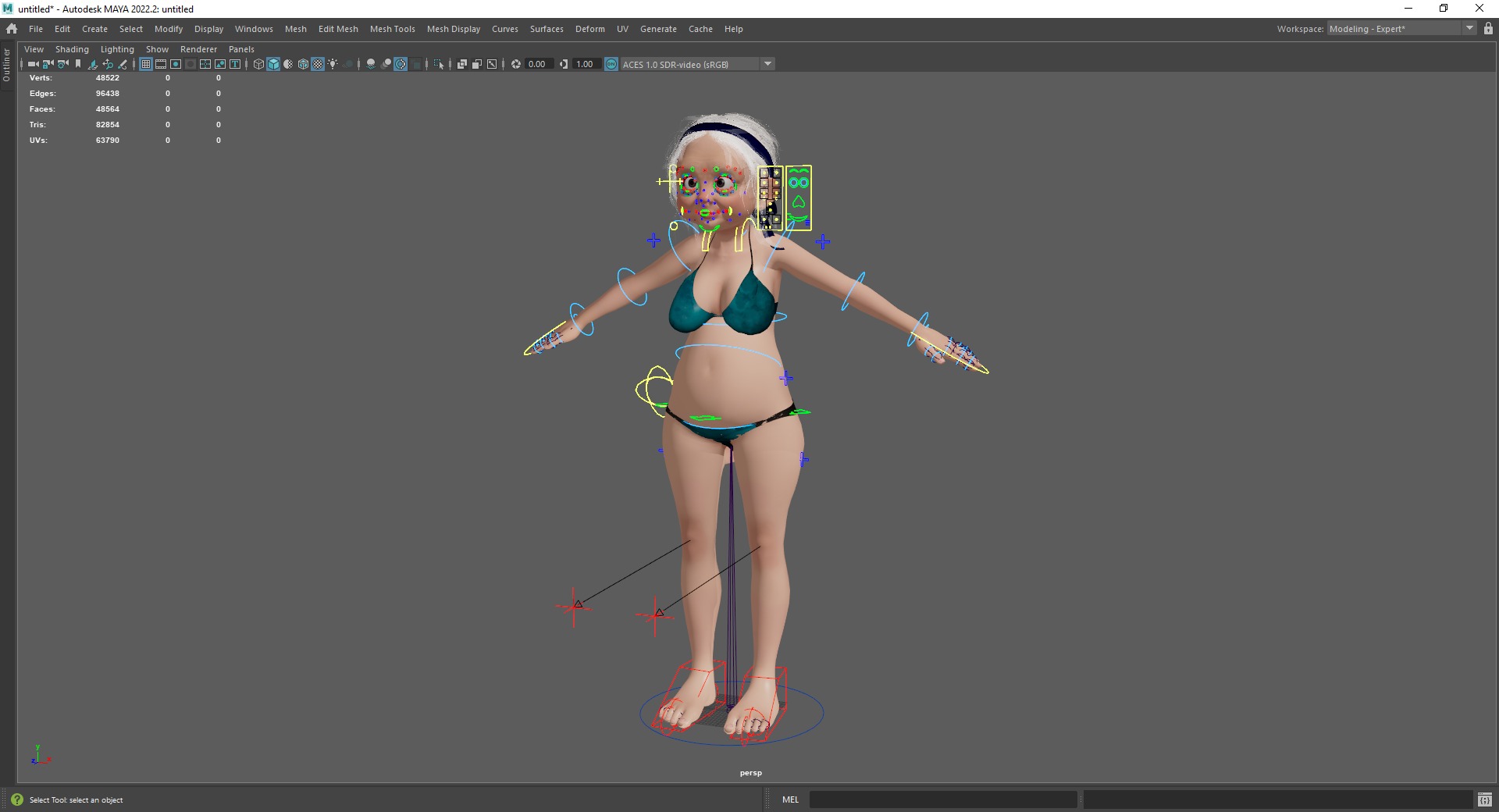 funny cartoon  old women in bikini Low-poly 3D model_22