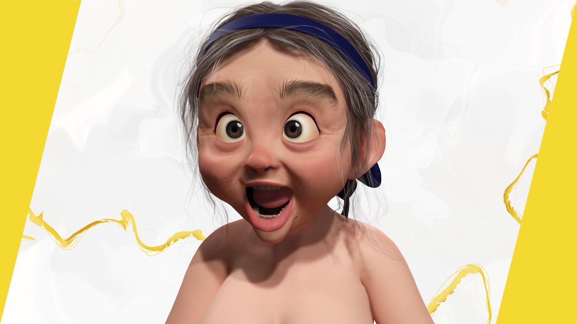 funny cartoon  old women in bikini Low-poly 3D model_8