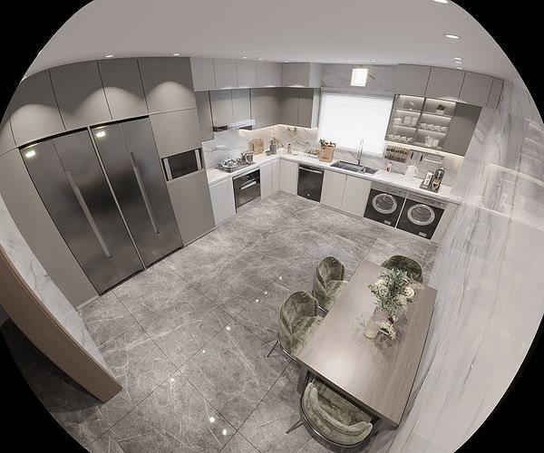 Modern kitchen 3D model 4