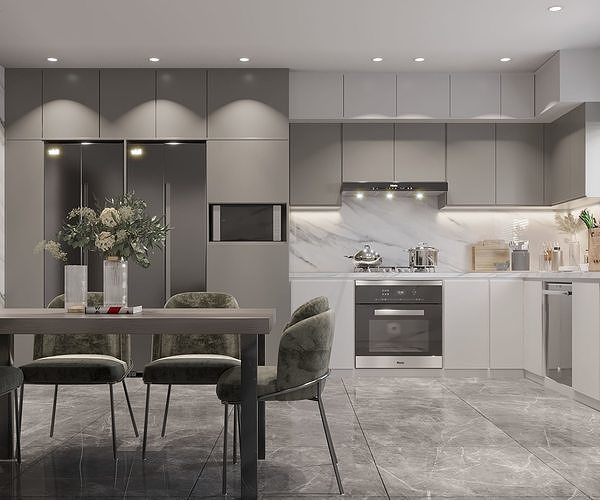Modern kitchen 3D model 2