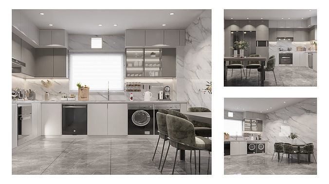 Modern kitchen 3D model 5