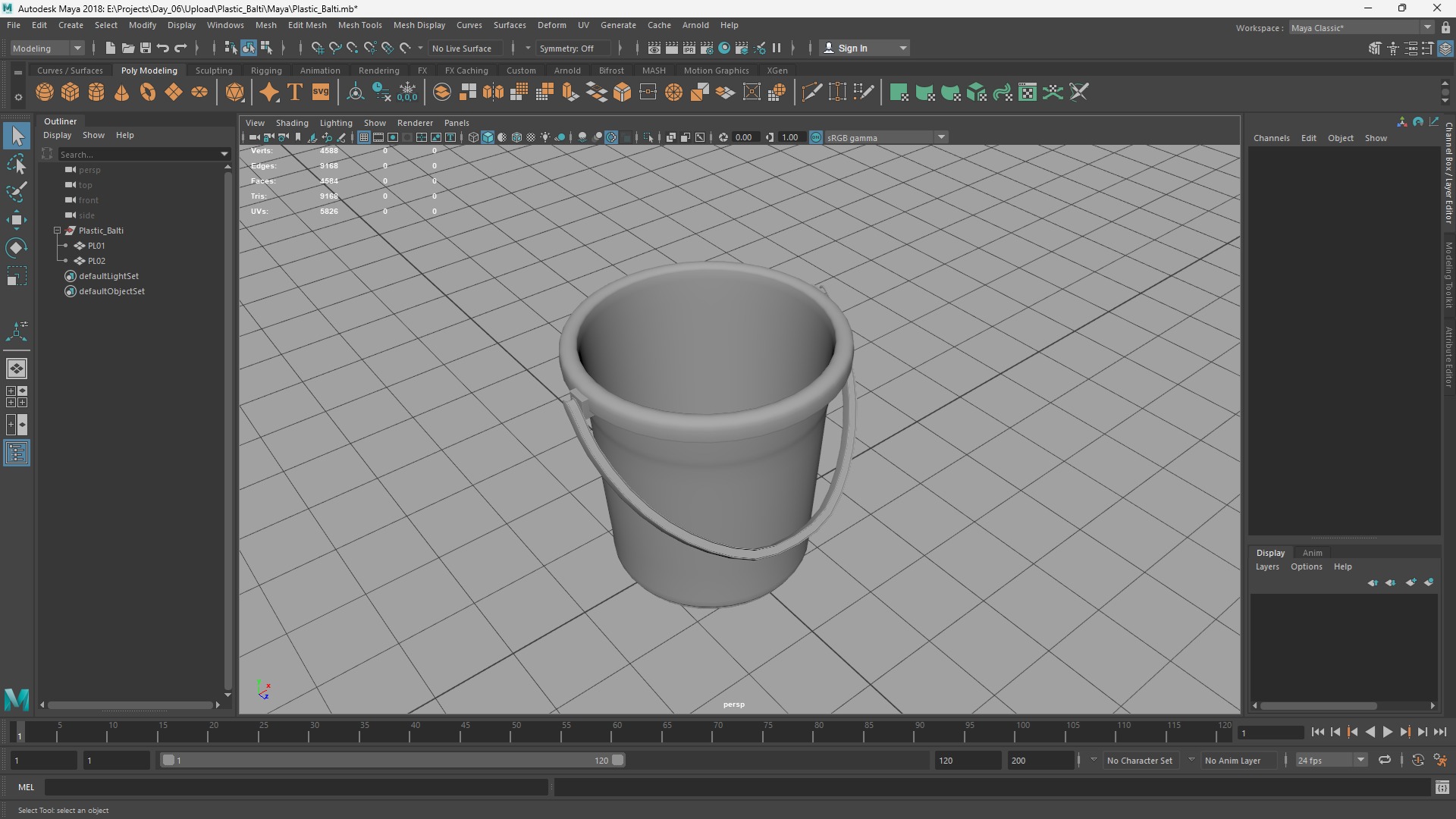 Plastic Bucket Low-poly 3D model_6