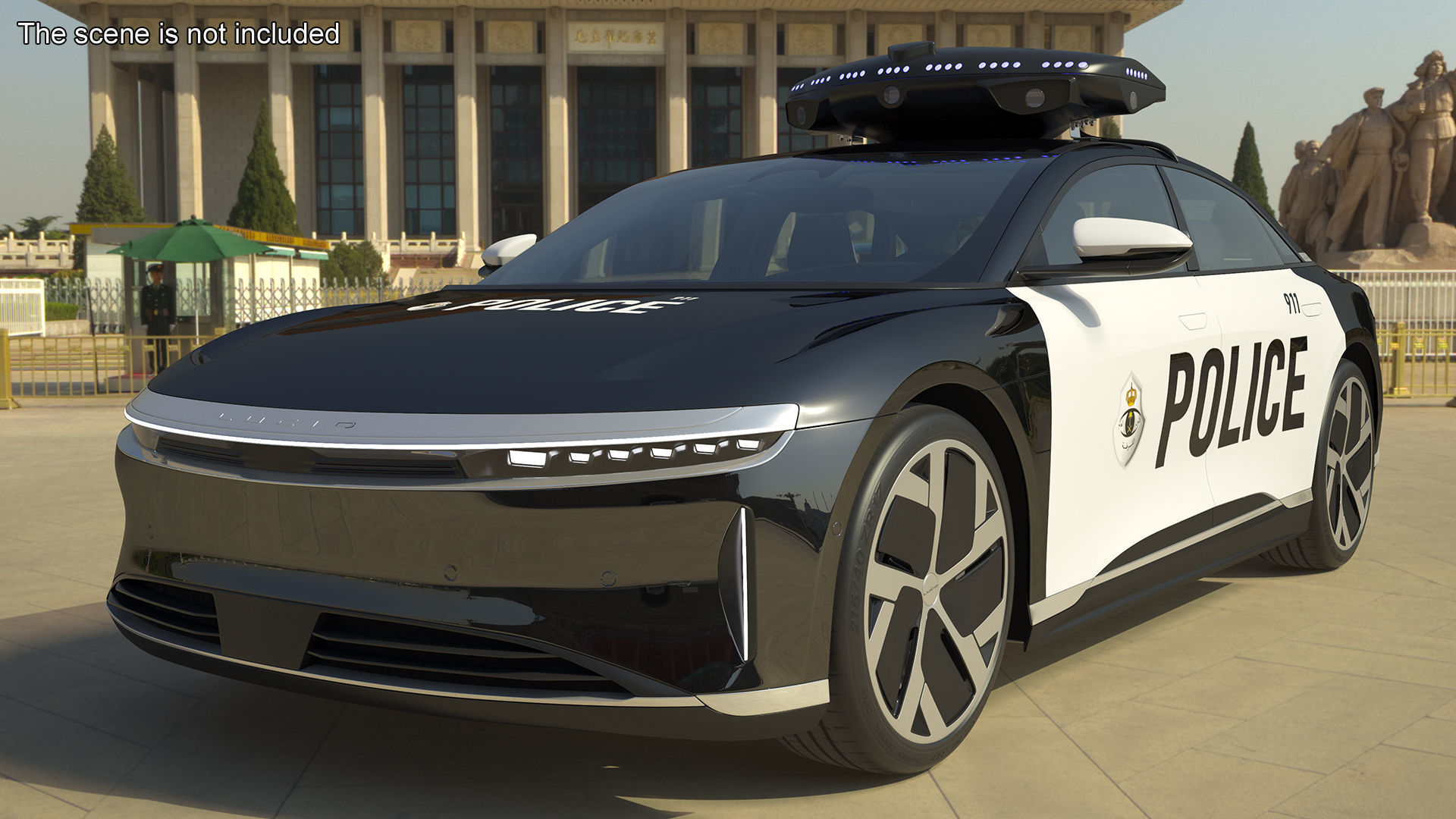 Lucid Air Electric Police Car Drone Launch Pad Rigged for Maya 3D model