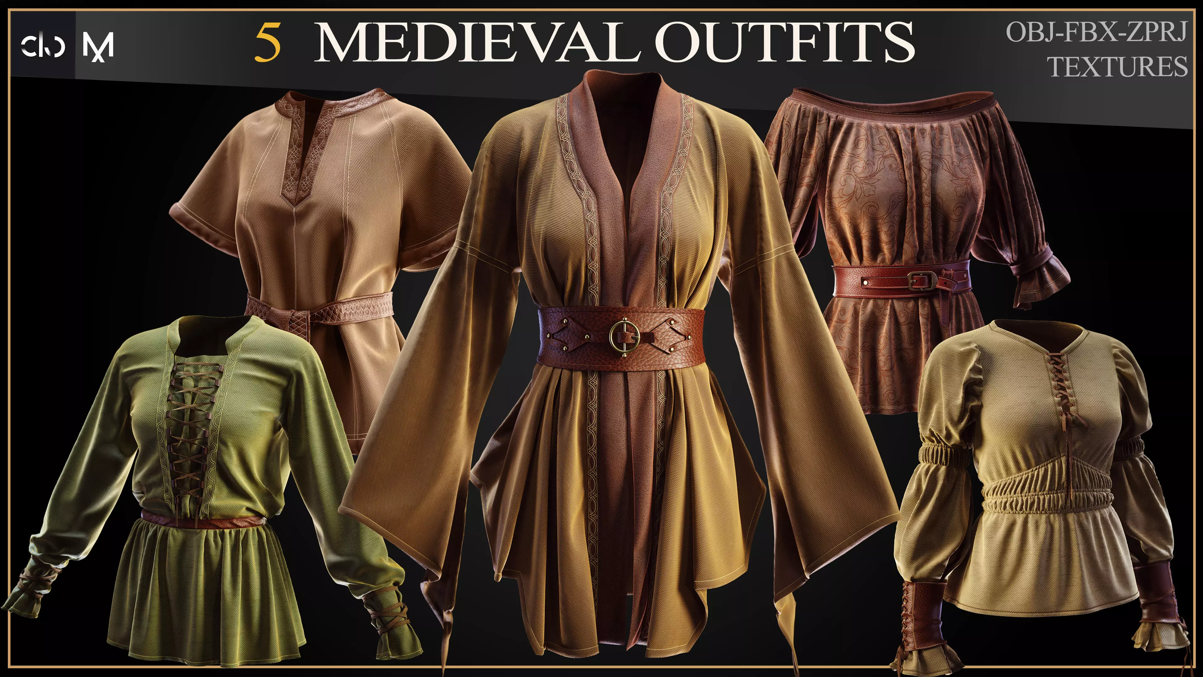 5 medieval outfit 3D print model_0