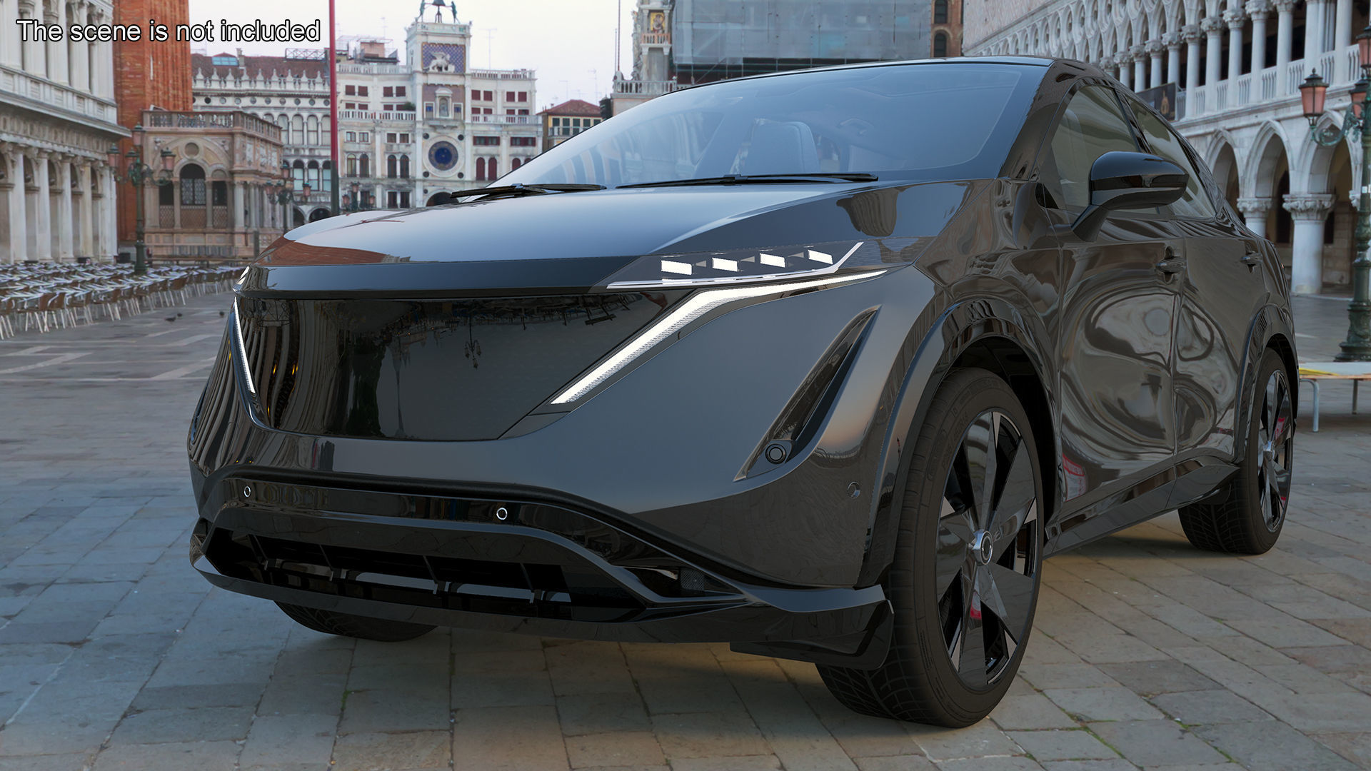 Concept Black Electric SUV Lights On Rigged for Cinema 4D 3D model
