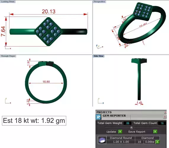 Light Weight Gold Diamond Ring DOC-R8407