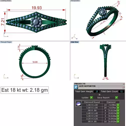 Light Weight Gold Diamond Ring DOC-R8409