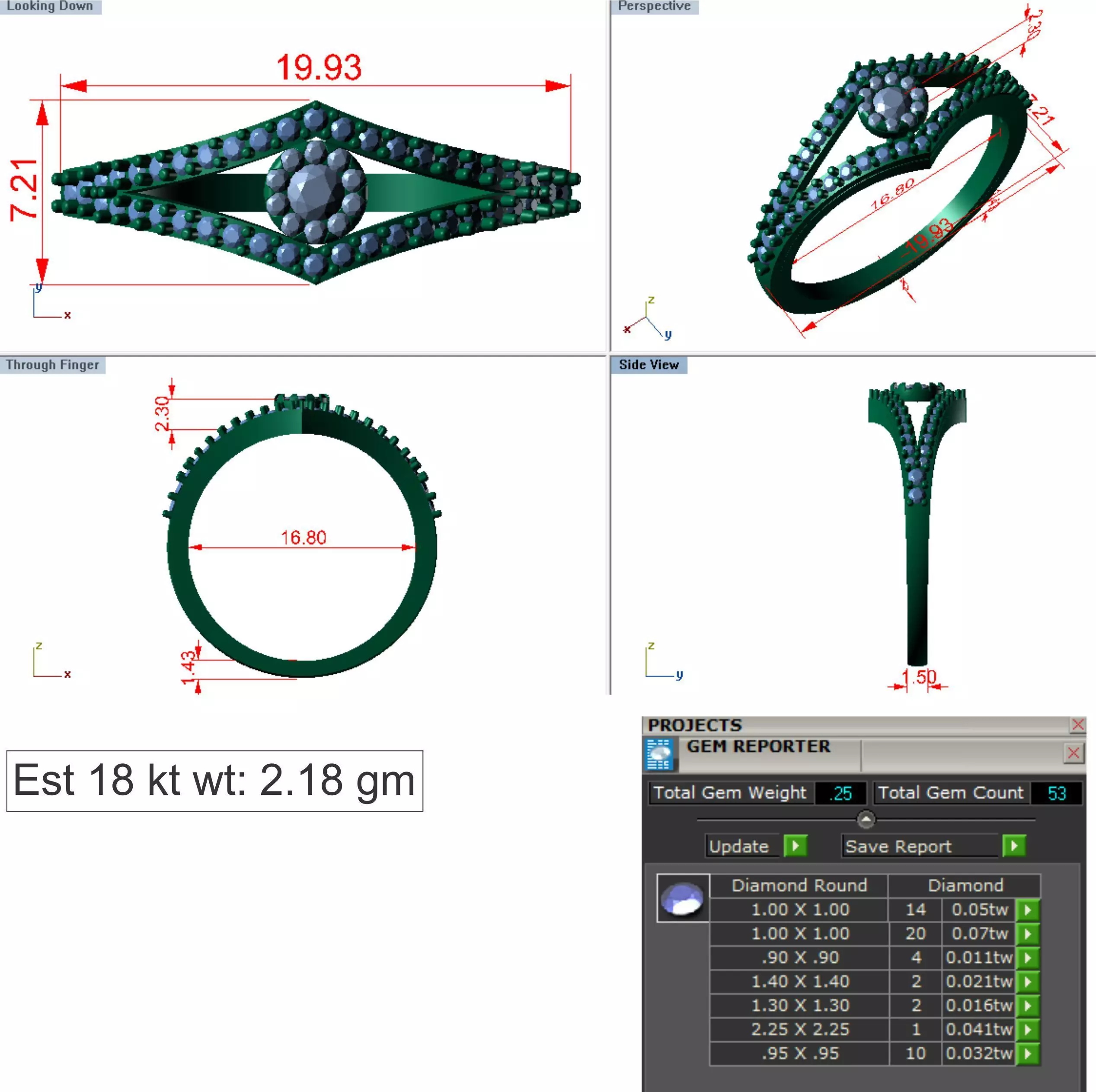 Light Weight Gold Diamond Ring DOC-R8409 3D print model_0