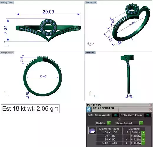 Light Weight Gold Diamond Ring DOC-R8411