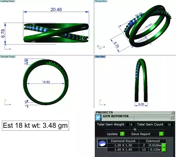 Light Weight Gold Diamond Ring DOC-R8413