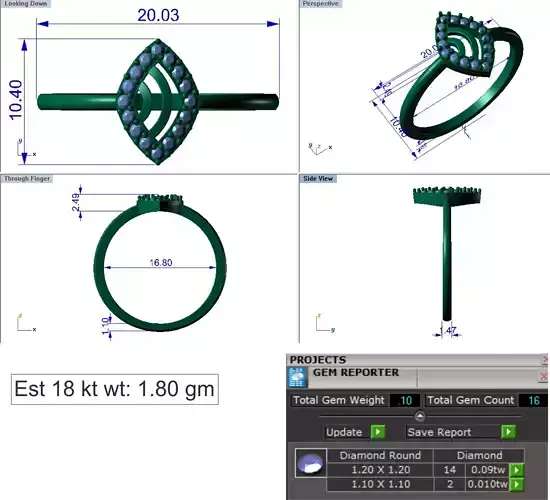 Light Weight Gold Diamond Ring DOC-R8414