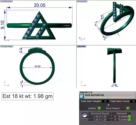 Light Weight Gold Diamond Ring DOC-R8415