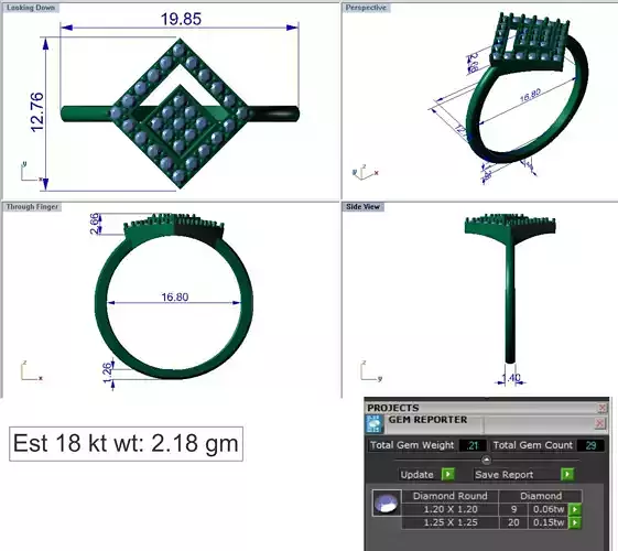 Light Weight Gold Diamond Ring DOC-R8416