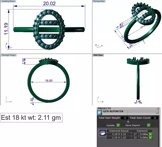 Light Weight Gold Diamond Ring DOC-R8417