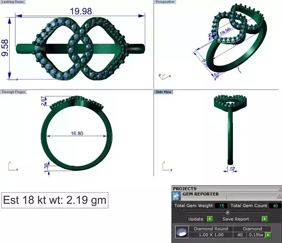 Light Weight Gold Diamond Ring DOC-R8419