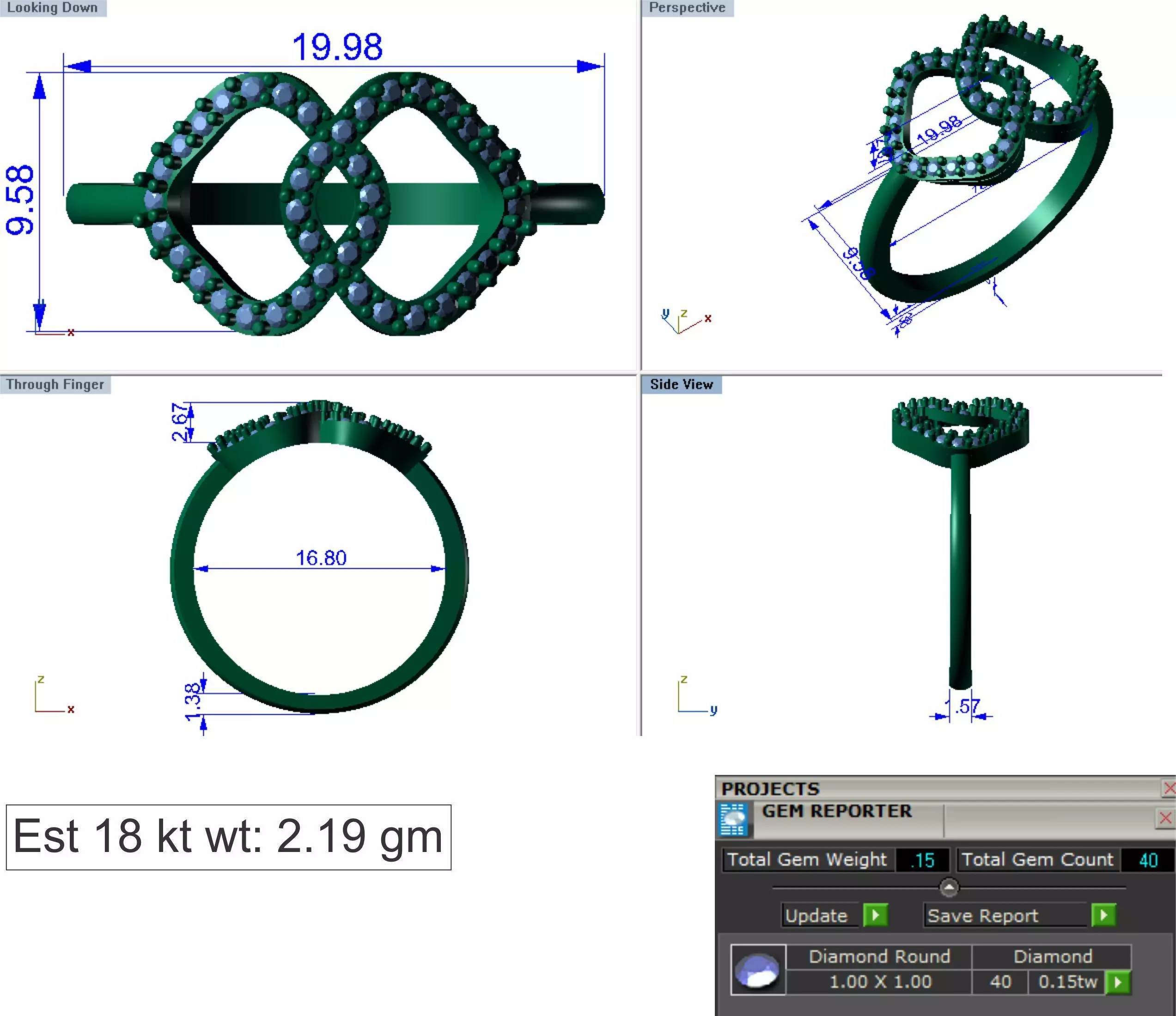 Light Weight Gold Diamond Ring DOC-R8419 3D print model_0