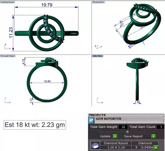 Light Weight Gold Diamond Ring DOC-R8423 3D print model