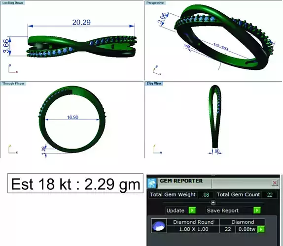 Light Weight Gold Diamond Ring DOC-R8425
