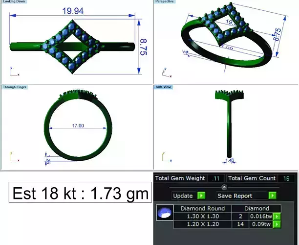Light Weight Gold Diamond Ring DOC-R8426