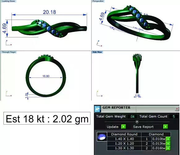 Light Weight Gold Diamond Ring DOC-R8427