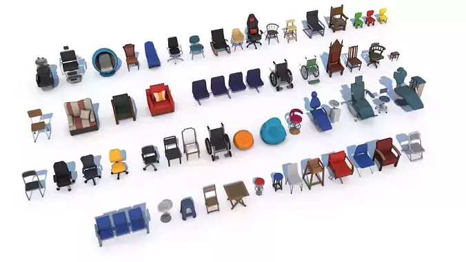 55 Interior Furniture Chair Collection Pack for Game Ready