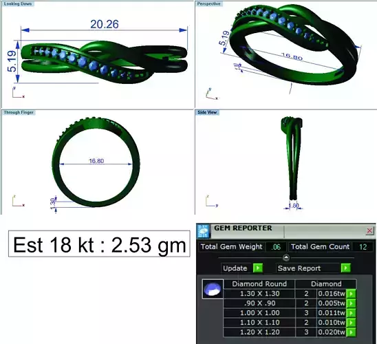 Light Weight Gold Diamond Ring DOC-R8428