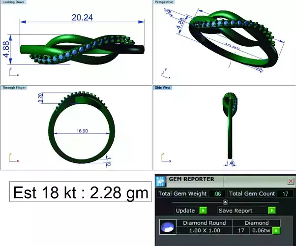 Light Weight Gold Diamond Ring DOC-R8432