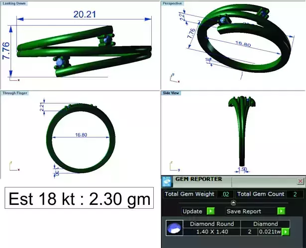 Light Weight Gold Diamond Ring DOC-R8434