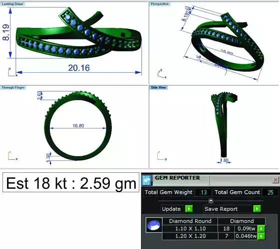 Light Weight Gold Diamond Ring DOC-R8436