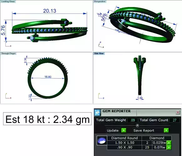 Light Weight Gold Diamond Ring DOC-R8437