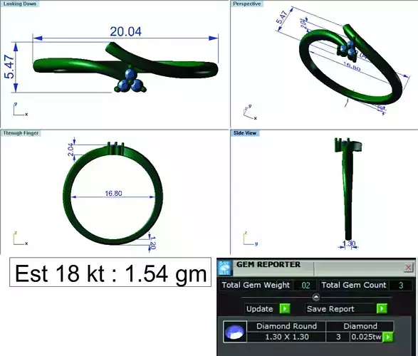Light Weight Gold Diamond Ring DOC-R8438