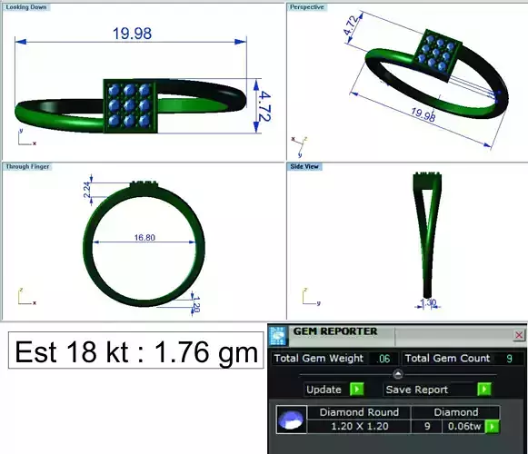 Light Weight Gold Diamond Ring DOC-R8439