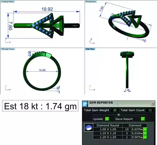 Light Weight Gold Diamond Ring DOC-R8463