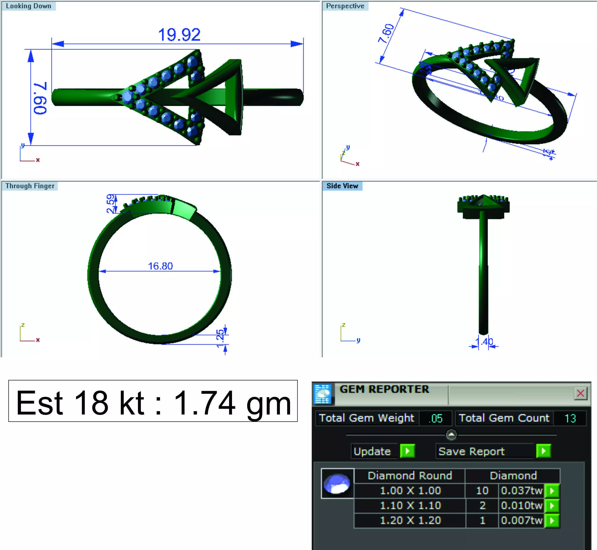 Light Weight Gold Diamond Ring DOC-R8463 3D print model_0