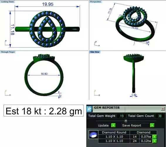 Light Weight Gold Diamond Ring DOC-R8466