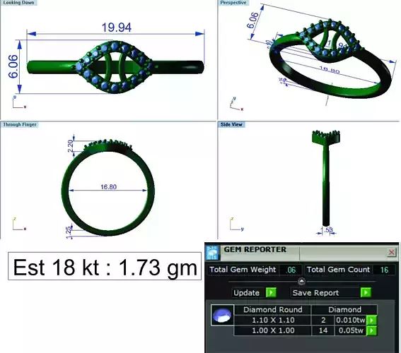 Light Weight Gold Diamond Ring DOC-R8468