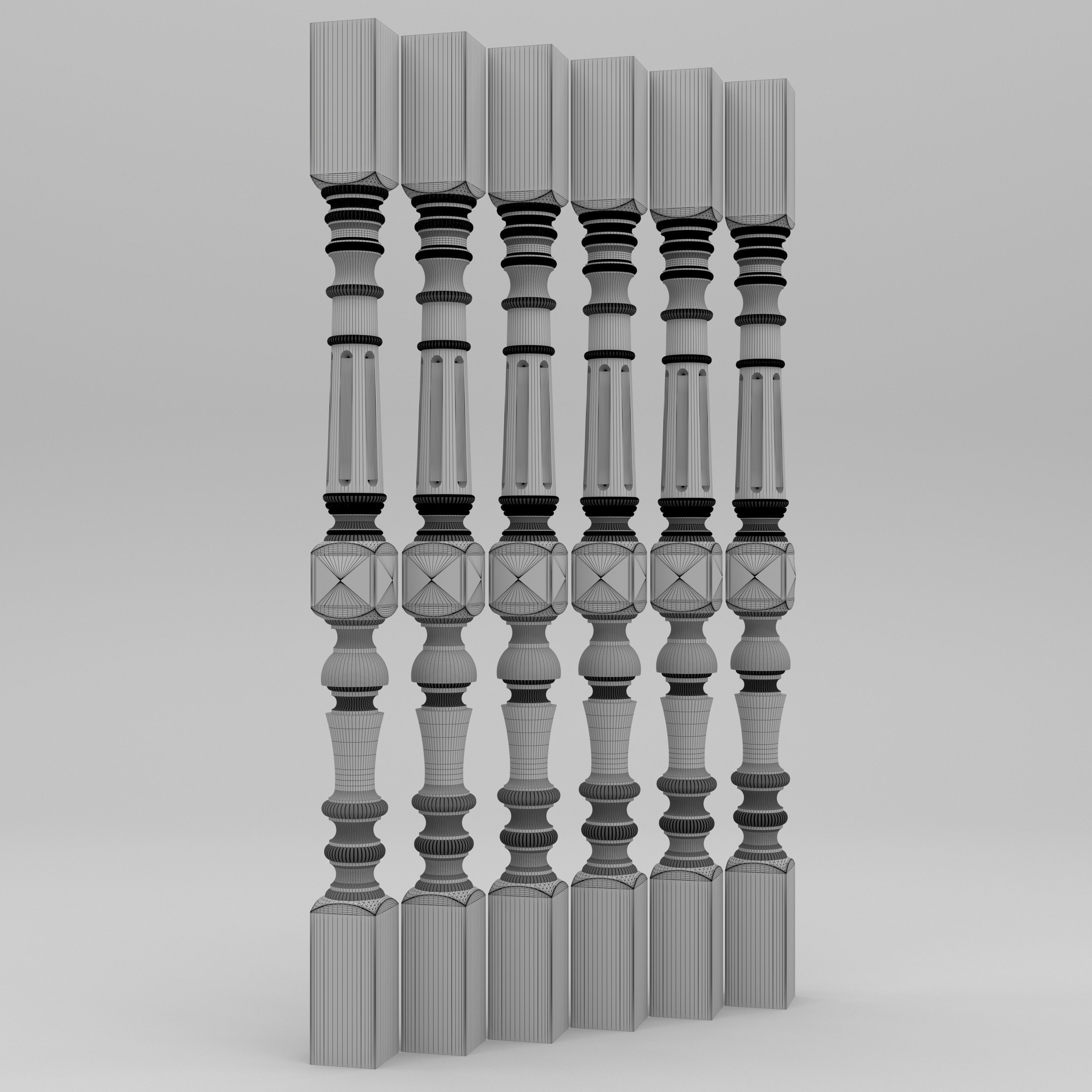 Carved Baluster 3D model_5
