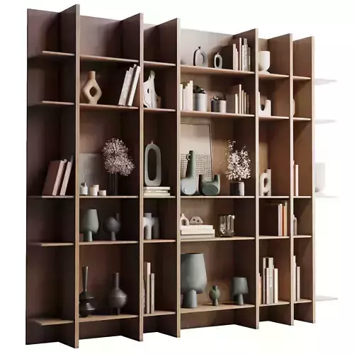 wooden Shelves Decorative With Plants and Book - wooden Rack 25