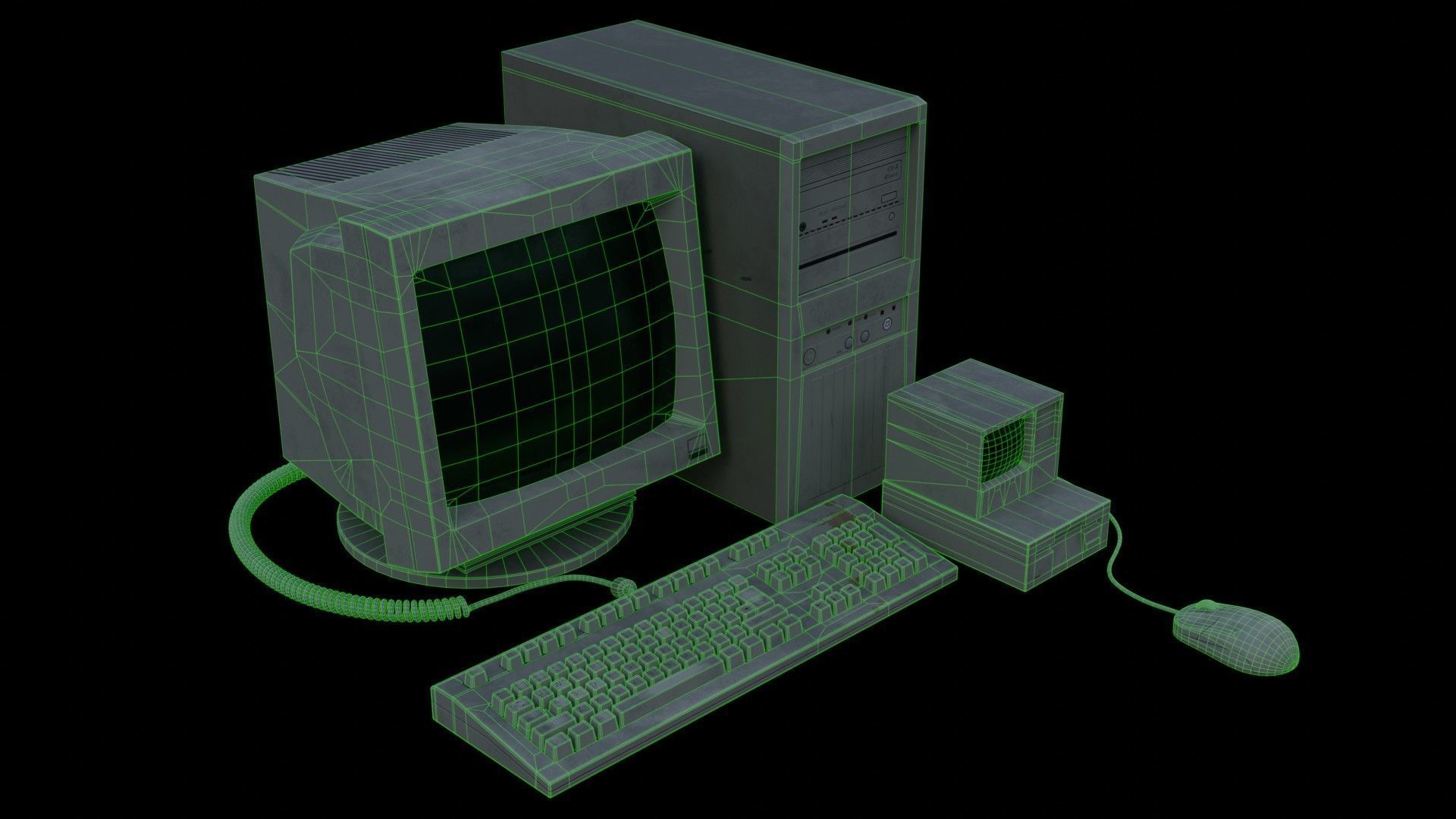 Old Computer Low-poly 3D model_21