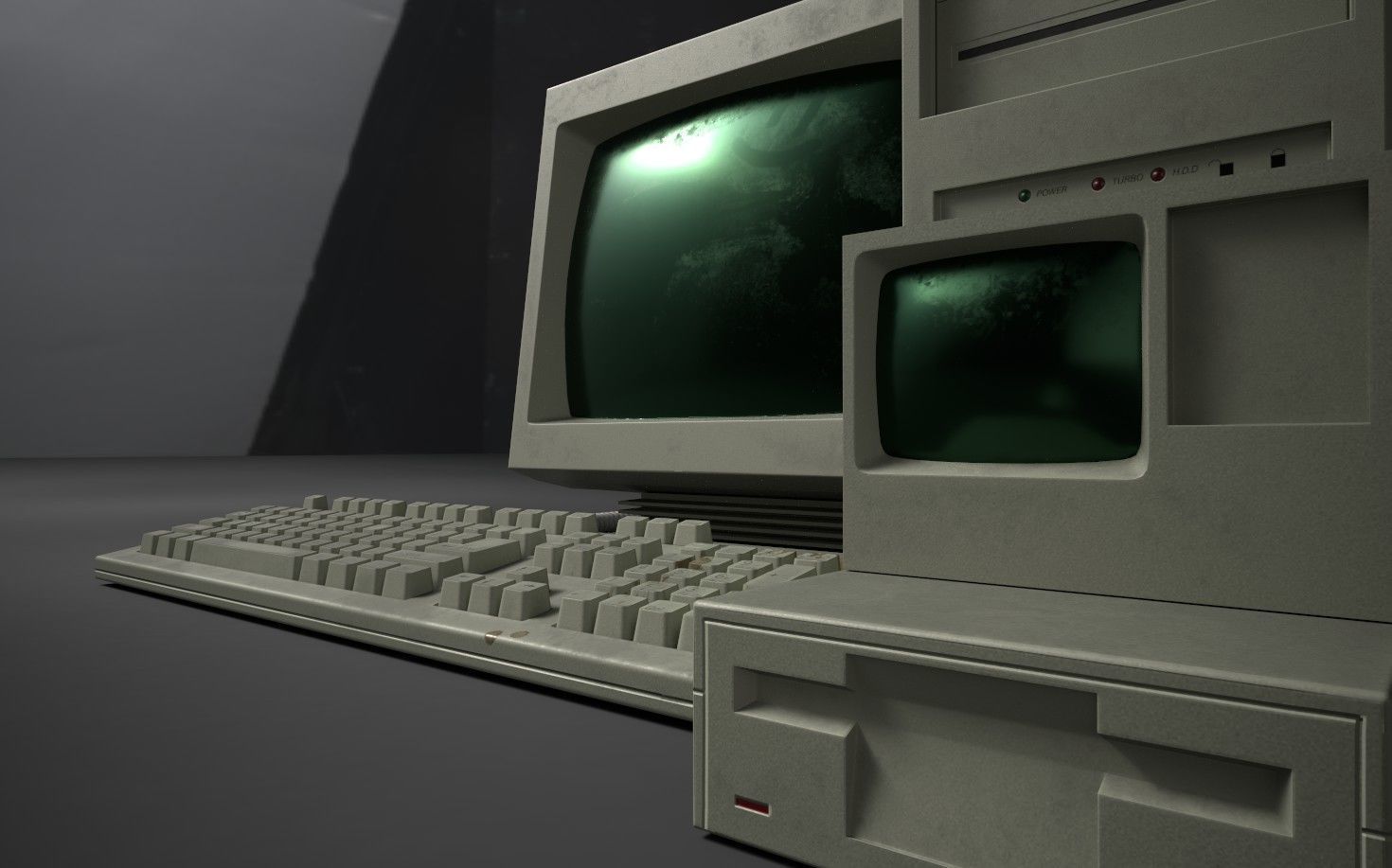 Old Computer Low-poly 3D model_1
