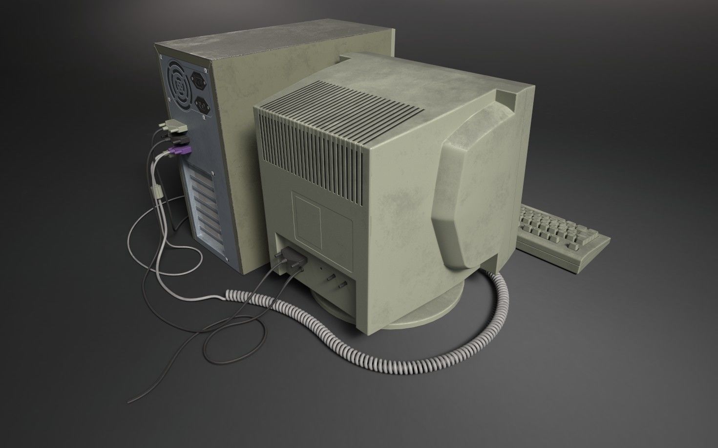 Old Computer Low-poly 3D model_7