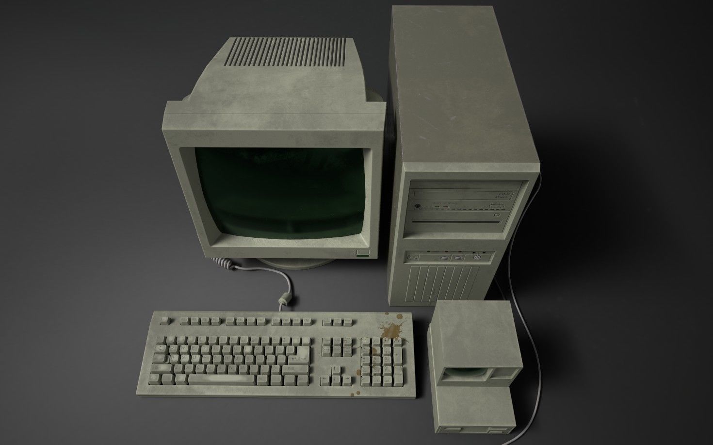 Old Computer Low-poly 3D model_3